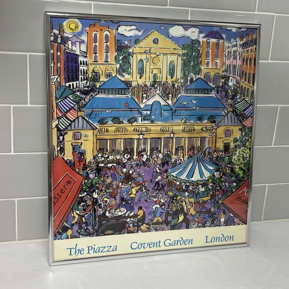 CHRISTOPHER ROGERS "THE PIAZZA COVENT GARDEN LONDON POSTER PRINT FRAMED VINTAGE